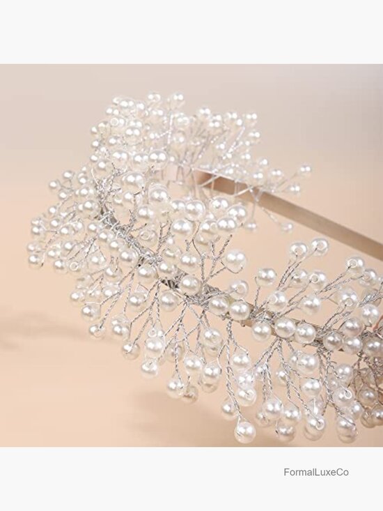 Vintage Pearl Tiara Crown Hairband Wedding Hair Accessories for Bride